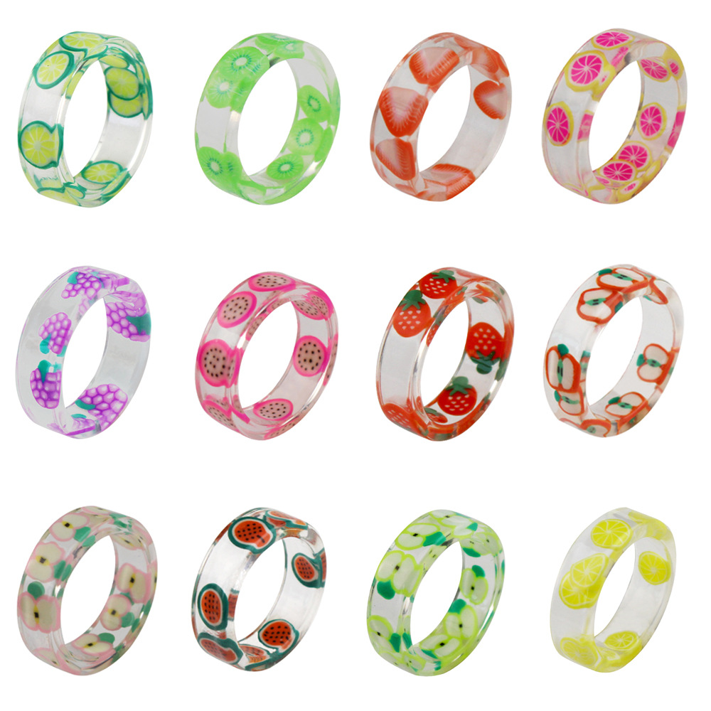 Nutrition And Fitness - Fruit Resin Ring Jewelry Anneaux for